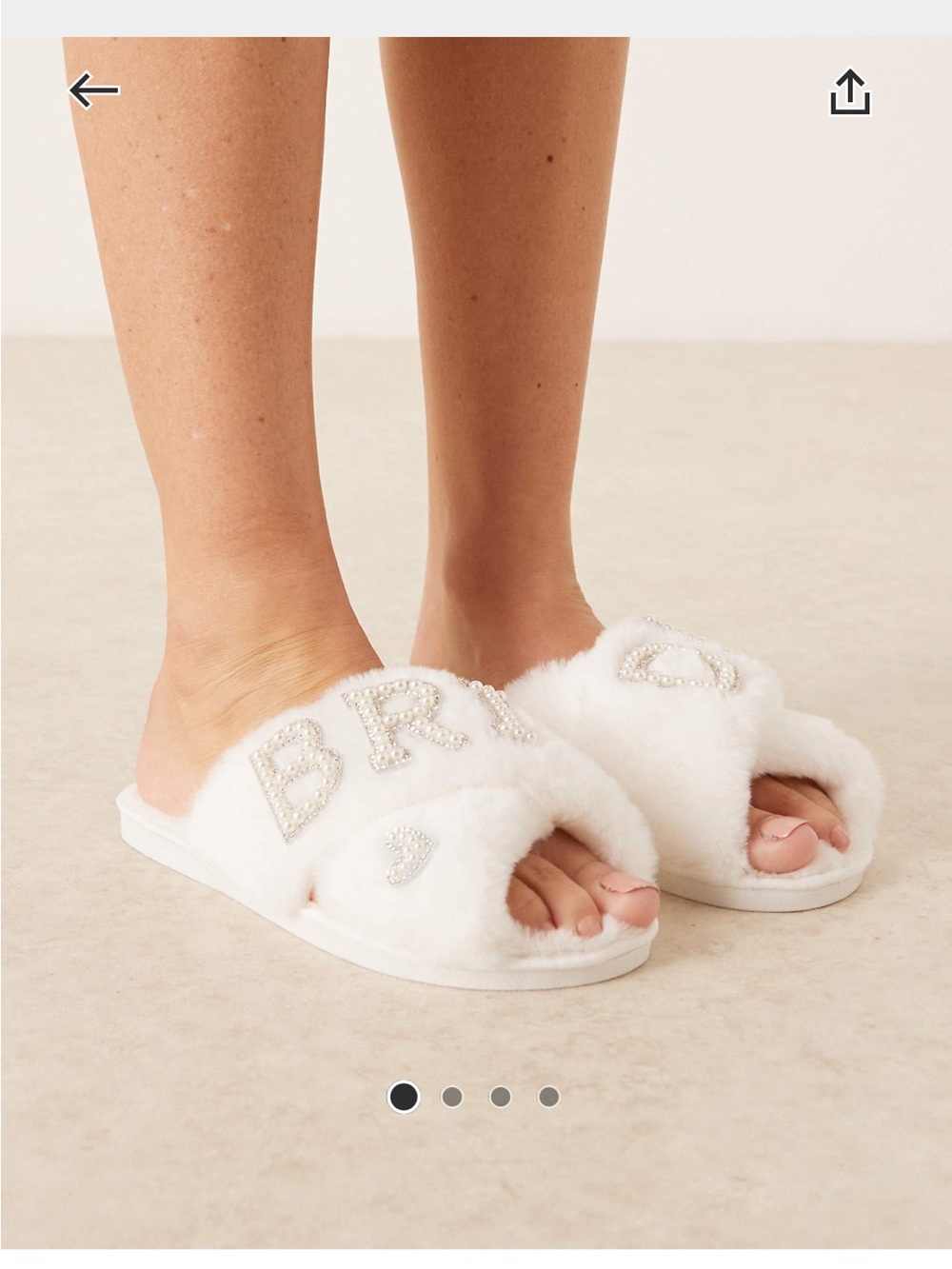 Be mine White Faux Fur BRIDE Beaded Slide Slippers wedding slippers